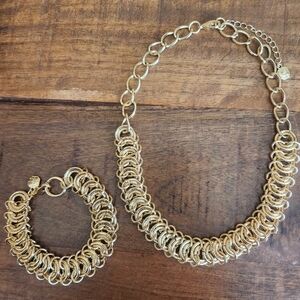 Womens Foxy Gold Chain Necklace and Bracelet Set